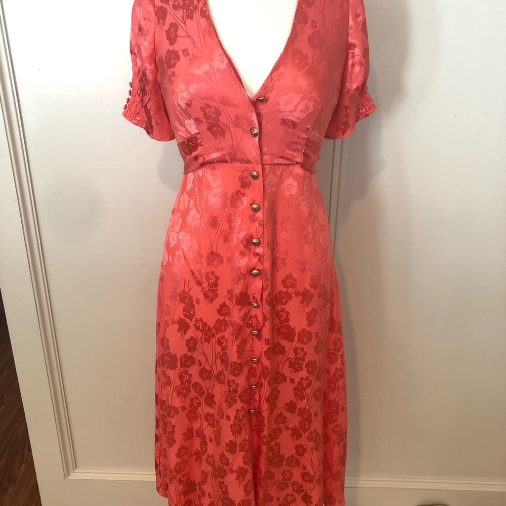 Saloni vintage floral women’s dress 100% silk